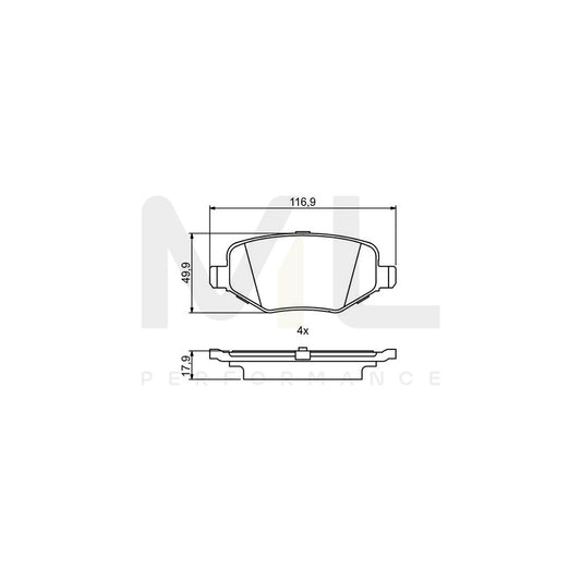 Bosch 0986495396 Brake Pad Set With Anti-Squeak Plate BP1769 | ML Performance Car Parts