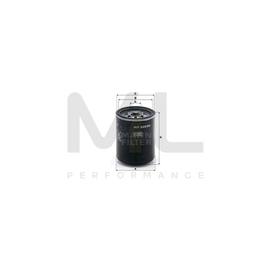 MANN-FILTER WP 920/80 Oil Filter Spin-on Filter, with one anti-return valve | ML Performance Car Parts