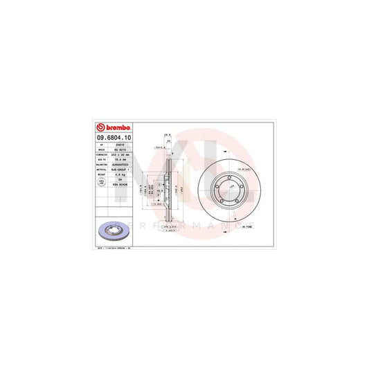 BREMBO 09.6804.10 Brake Disc Internally Vented | ML Performance Car Parts