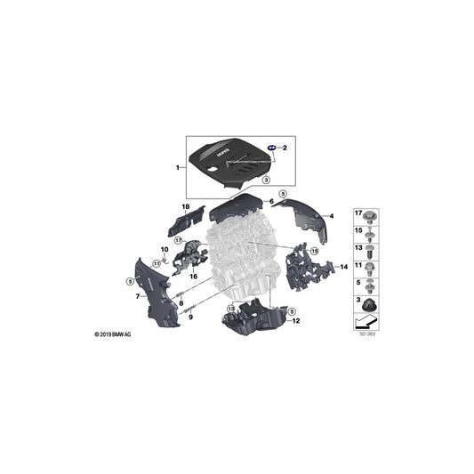 Genuine BMW 11148573146 G30 G01 G02 Acoustic Cover Rear (Inc. X4 25dX, 520dX & 520d ed) | ML Performance UK Car Parts