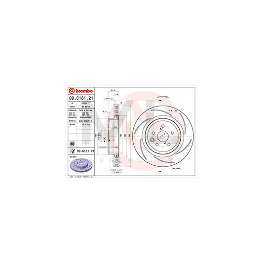 BREMBO 09.C181.21 Brake Disc Internally Vented, Slotted, Coated, High-carbon | ML Performance Car Parts