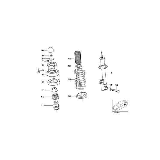 Genuine BMW 37121137675 E34 Rear Left Spring Strut (Inc. 520i, 525tds & 524td) | ML Performance UK