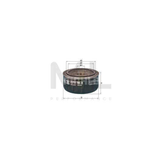 MAHLE ORIGINAL OC 3 Oil Filter Spin-on Filter, with one anti-return valve | ML Performance Car Parts