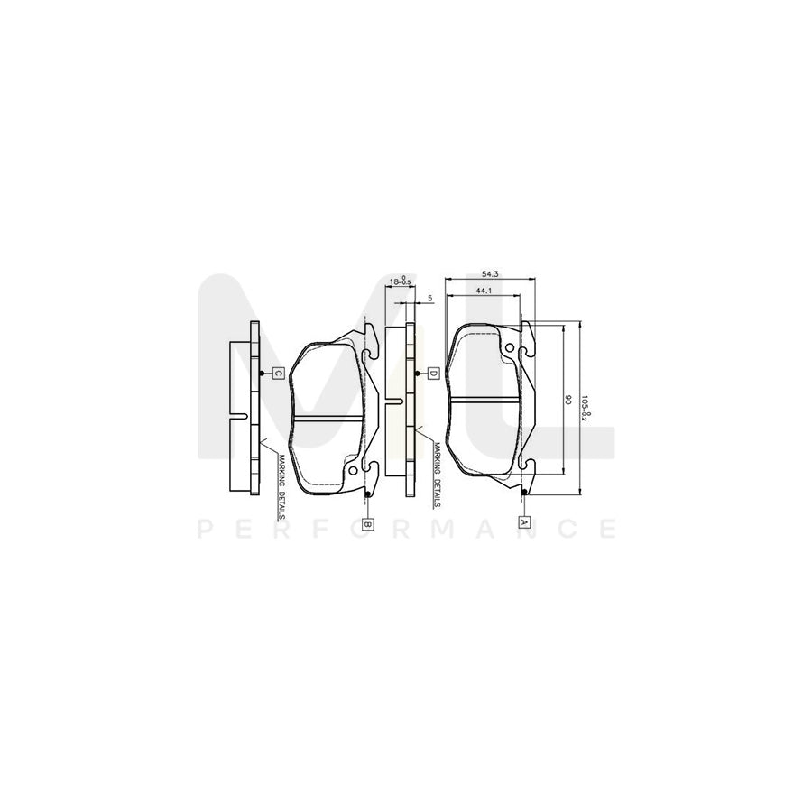 Bosch 0986Tb2009 Brake Pad Set Incl. Wear Warning Contact  | ML Performance Car Parts