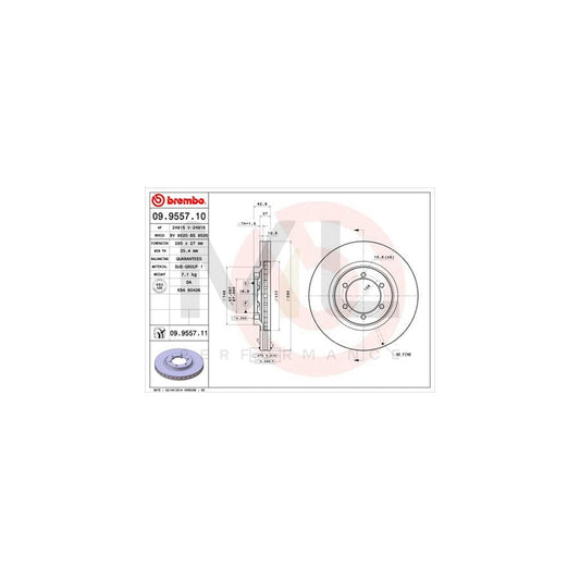 BREMBO COATED DISC LINE 09.9557.11 Brake Disc for HYUNDAI TERRACAN Internally Vented, Coated | ML Performance Car Parts