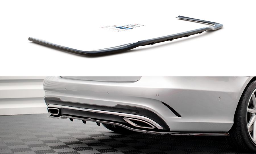 Maxton Design ME-E-212F-AMGLINE-RD1T+RD2T Central Rear Splitter (with vertical bars) Mercedes Benz E-Class AMG-Line Sedan W212 (Facelift) | ML Performance UK Car Parts