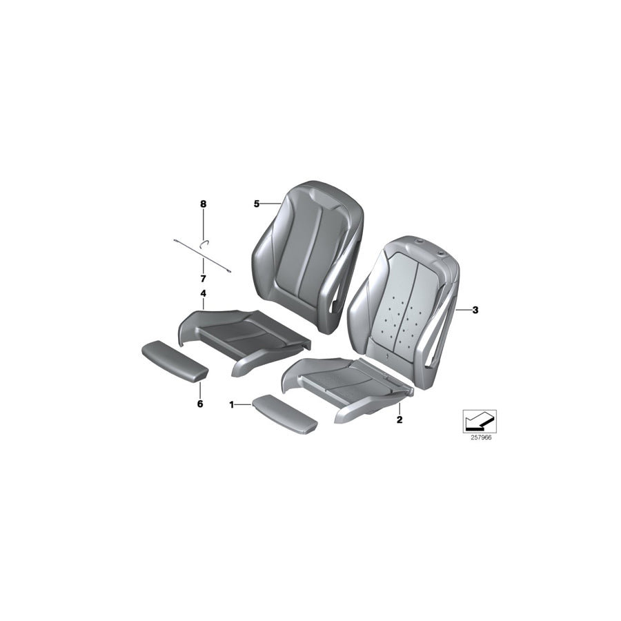 Genuine BMW 52107392470 F22 F21 Leather Cover Sport Backrest Right SCHWARZ/ROT (Inc. M240iX, 218d & 230iX) | ML Performance UK