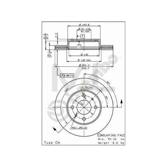 BREMBO 09.5746.10 Brake Disc for NISSAN 100NX (B13) Internally Vented | ML Performance Car Parts