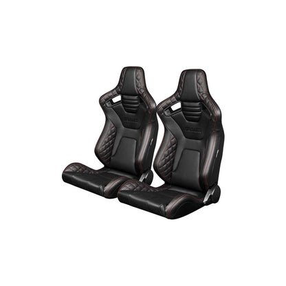 BRAUM Elite-X Series Racing Seats ( Diamond Ed. - Red Stitching ) – Pair | ML Performance UK Car Parts