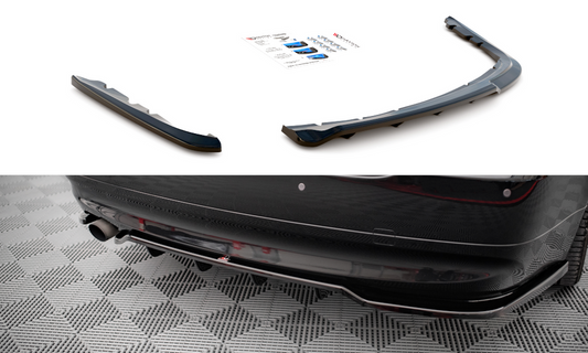 Maxton Design BM-3-90-RSD1T+RD1T Central Rear Splitter (with Vertical Bars) BMW Series 3 E90 Sedan | ML Performance US Car Parts