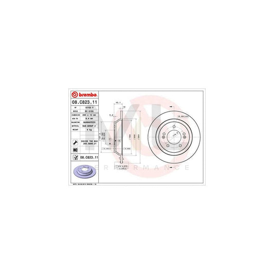 BREMBO 08.C823.11 Brake Disc for KIA Carens IV (RP) Solid, Coated, High-carbon, with bolts/screws | ML Performance Car Parts