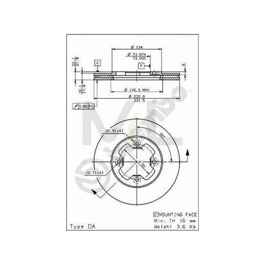BREMBO 09.5947.10 Brake Disc for NISSAN VANETTE Internally Vented | ML Performance Car Parts