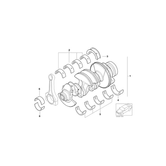 Genuine BMW 11217512504 E46 Guide-Bearing Shell Red 64,75MM(+0,25) (Inc. 318i, 318Ci & 316ti) | ML Performance UK Car Parts