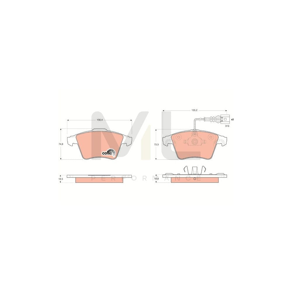 TRW Cotec Gdb1651 Brake Pad Set For Vw Touareg I (7La, 7L6, 7L7) Incl. Wear Warning Contact | ML Performance Car Parts