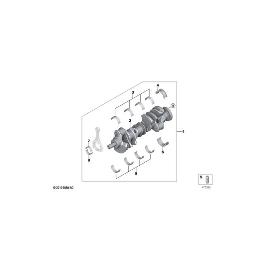 Genuine BMW 11217532957 E67 Drophead RR1 Bearing Shell Violet 70,00MM (Inc. 550i, 740Li & Drophead) | ML Performance UK Car Parts
