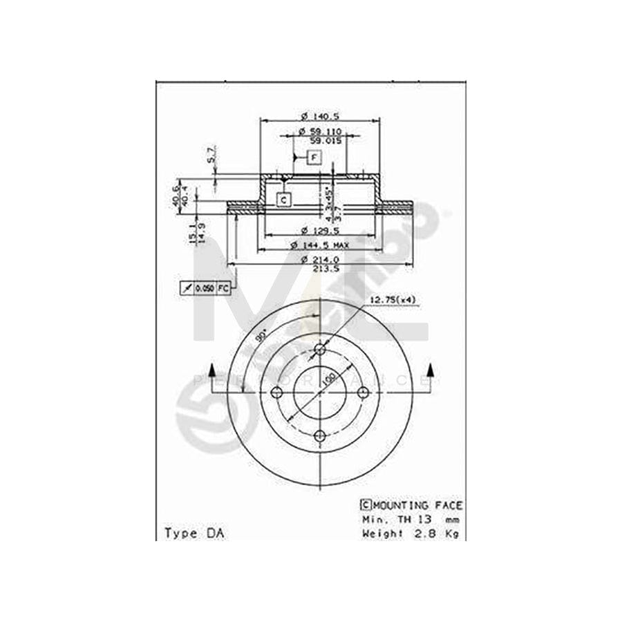 BREMBO 09.5919.20 Brake Disc for NISSAN Micra I Hatchback (K10) Internally Vented | ML Performance Car Parts