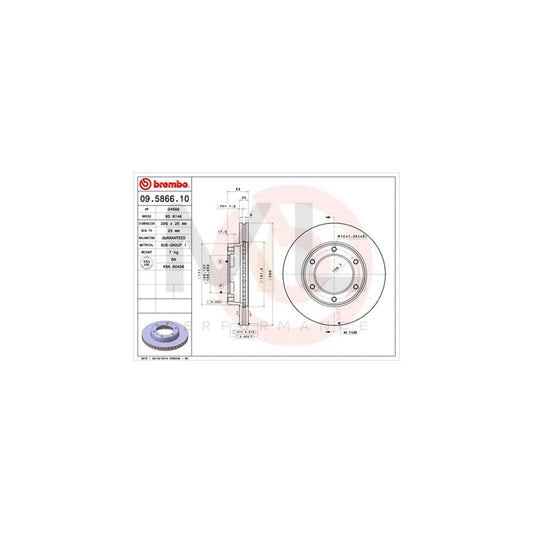 BREMBO 09.5866.10 Brake Disc for TOYOTA Land Cruiser 80 (J80) Internally Vented | ML Performance Car Parts