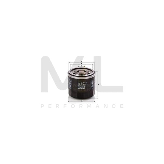 MANN-FILTER W 6026 Oil Filter Spin-on Filter | ML Performance Car Parts