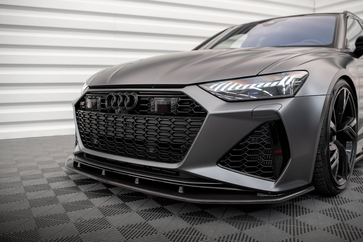 MAXTON DESIGN CF-AU-RS6-C8-FD1-245-P CARBON FIBER FRONT SPLITTER AUDI RS6 C8 / RS7 C8 | ML Performance