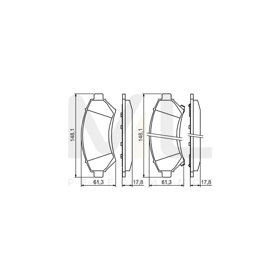 Bosch 0986424466 Brake Pad Set With Acoustic Wear Warning, With Anti-Squeak Plate BP235 | ML Performance Car Parts