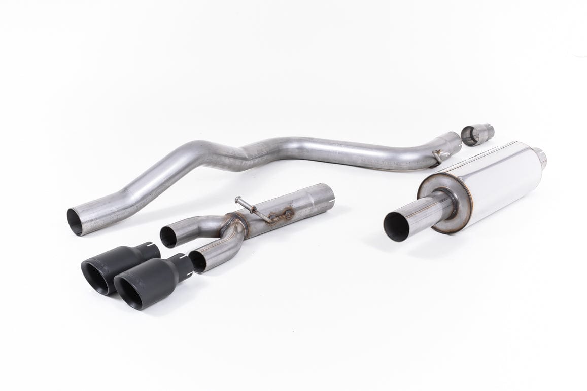 MillTek SSXSE177 Seat Leon Resonated Cat-Back Exhaust with Cerakote Black Tips - EC Approved