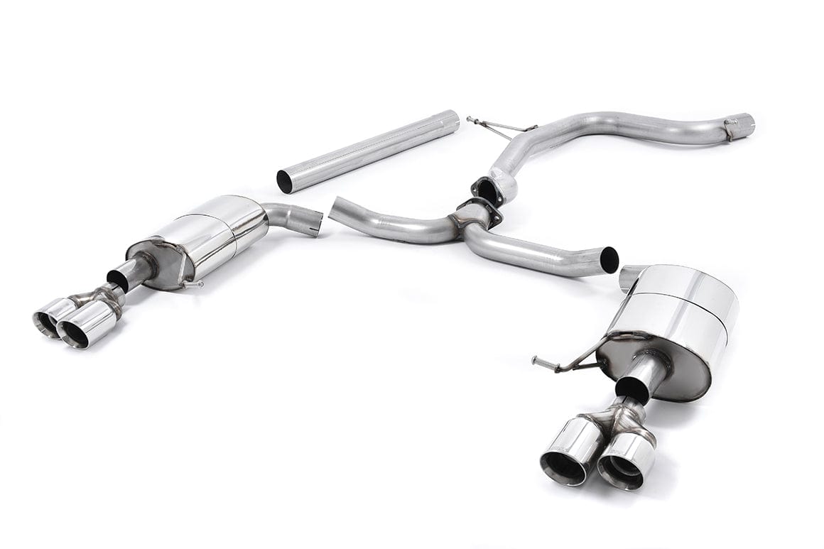 MillTek SSXSE174 Seat Leon Non-Resonated Cat-Back Exhaust with Quad Round Polished Tips.