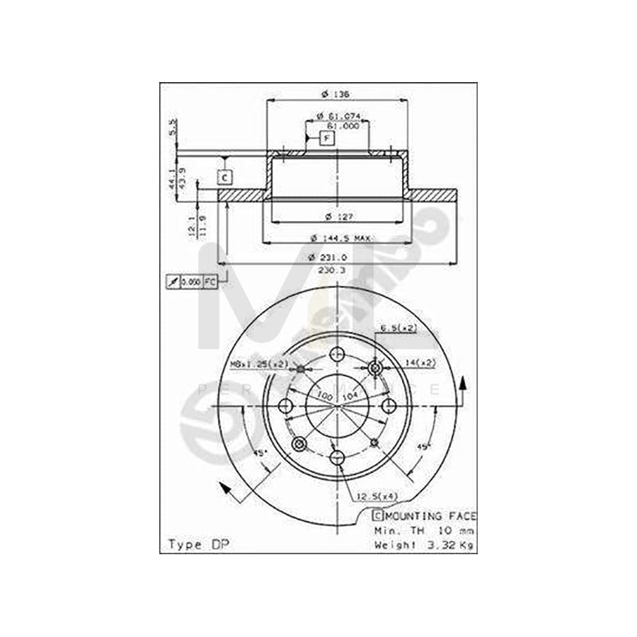 BREMBO 08.4423.20 Brake Disc Solid, with bolts/screws | ML Performance Car Parts