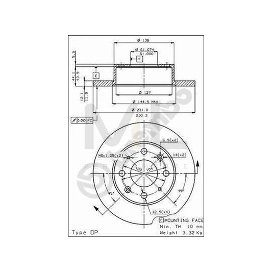 BREMBO 08.4423.20 Brake Disc Solid, with bolts/screws | ML Performance Car Parts