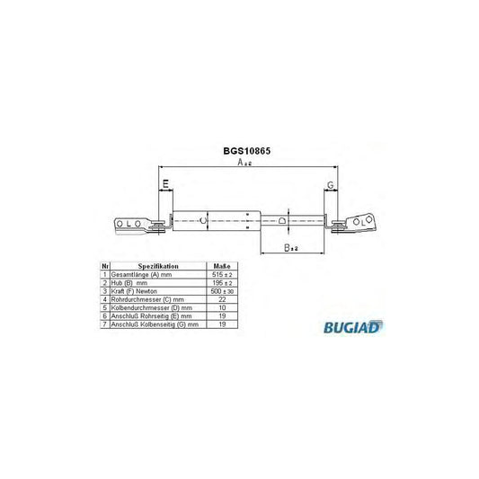 Bugiad BGS10865 Tailgate Strut For Mitsubishi Space Runner I (N1, N2)