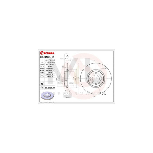 BREMBO 09.9162.14 Brake Disc Internally Vented, High-carbon | ML Performance Car Parts