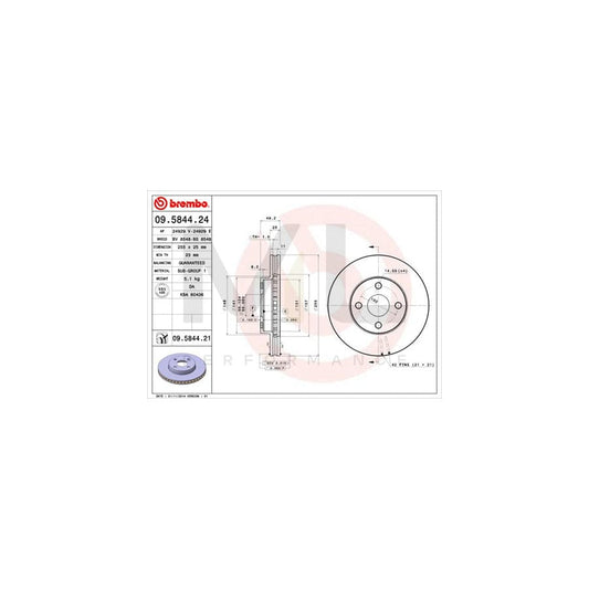 BREMBO COATED DISC LINE 09.5844.21 Brake Disc Internally Vented, Coated | ML Performance Car Parts
