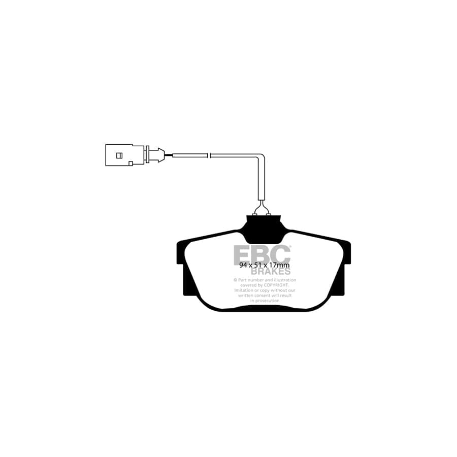 EBC PD01KR696 Seat Alhambra (7M) Greenstuff Rear Brake Pad & Plain Disc Kit - Girling/TRW Caliper 2 | ML Performance UK Car Parts