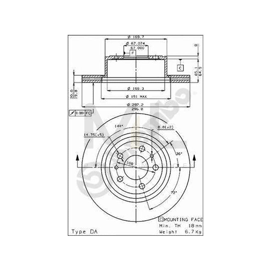 BREMBO 09.3950.10 Brake Disc for FERRARI Mondial Coupe Internally Vented | ML Performance Car Parts