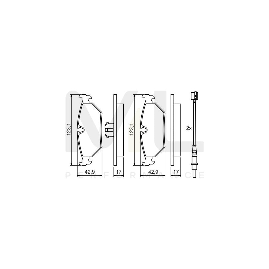 Bosch 0986424027 Brake Pad Set Incl. Wear Warning Contact, With Piston Clip BP011 | ML Performance Car Parts