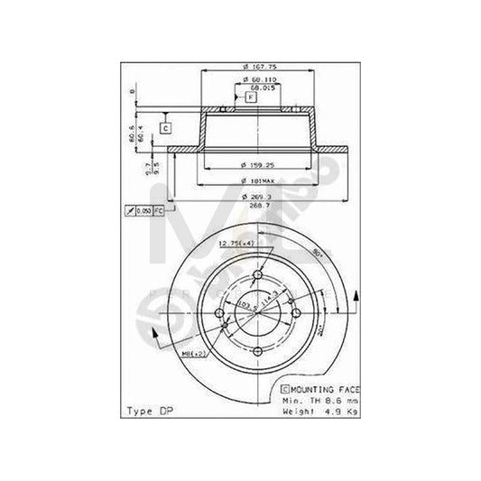BREMBO 08.4851.10 Brake Disc Solid | ML Performance Car Parts