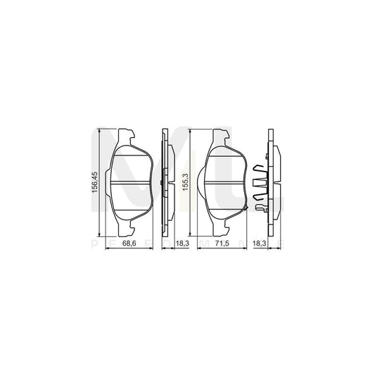 Bosch 0986494485 Brake Pad Set For Toyota Avensis With Acoustic Wear Warning, With Anti-Squeak Plate, With Piston Clip BP1406 | ML Performance Car Parts