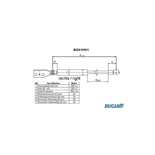 Bugiad BGS10901 Tailgate Strut For Mazda 323F Vi Hatchback (Bj)