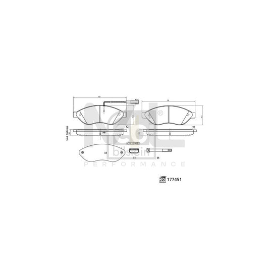 Febi Bilstein 177451 Brake Pad Set Front Axle, Incl. Wear Warning Contact, With Attachment Material | ML Performance Car Parts