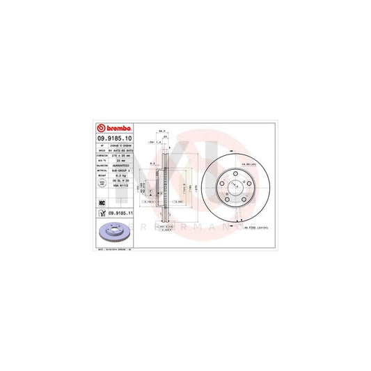BREMBO 09.9185.10 Brake Disc for TOYOTA RAV4 II Off-Road (XA20) Internally Vented, High-carbon | ML Performance Car Parts