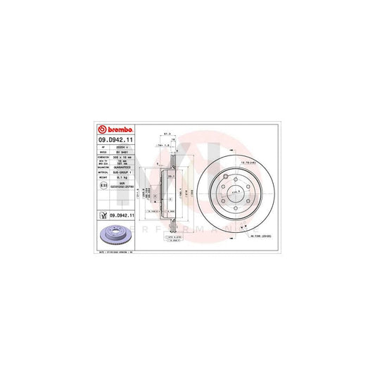 BREMBO 09.D942.11 Brake Disc suitable for MERCEDES-BENZ X-Class Internally Vented, Coated | ML Performance Car Parts