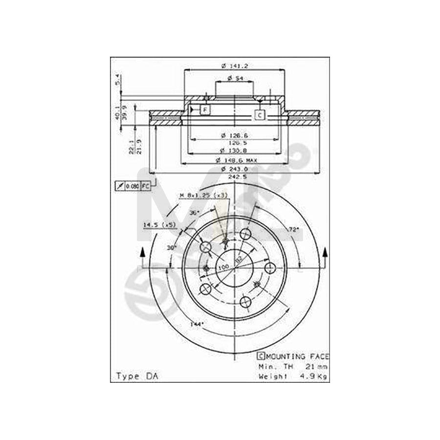 BREMBO 09.3022.10 Brake Disc for TOYOTA CAMRY Internally Vented | ML Performance Car Parts