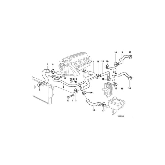 Genuine BMW 11712244907 E39 E36 E38 Clamp P Heater Return Pipe (Inc. 318tds, 525tds & 525td) | ML Performance UK Car Parts