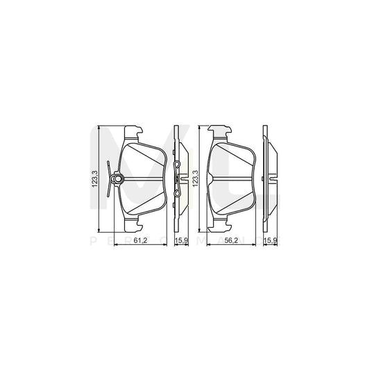 Bosch 0986495346 Brake Pad Set With Anti-Squeak Plate BP1638 | ML Performance Car Parts