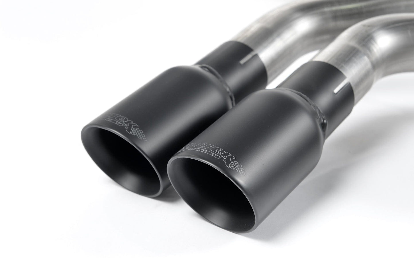 MillTek SSXVW282 Volkswagen Golf Cat-Back 3-inch Race System. Non-Resonated (Louder) wtih Cerakote Black Tips
