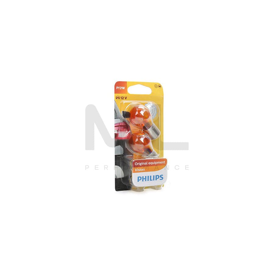 PHILIPS 12496NAB2 Bulb, indicator Yellow 12V 21W, Ball-shaped lamp, PY21W, BAU15s | ML Performance Car Parts