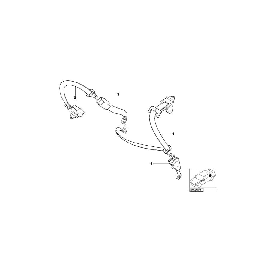 Genuine BMW 72118174353 E38 Upper Belt Rear GRAU (Inc. 740d, 730i & 725tds) | ML Performance UK Car Parts