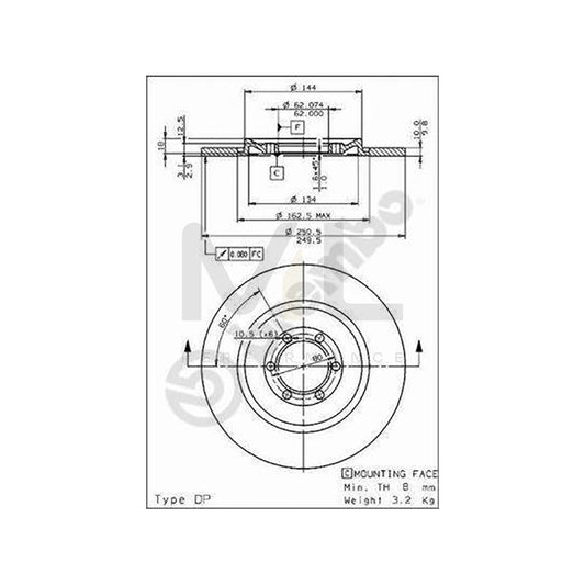 BREMBO 08.3910.20 Brake Disc Solid | ML Performance Car Parts