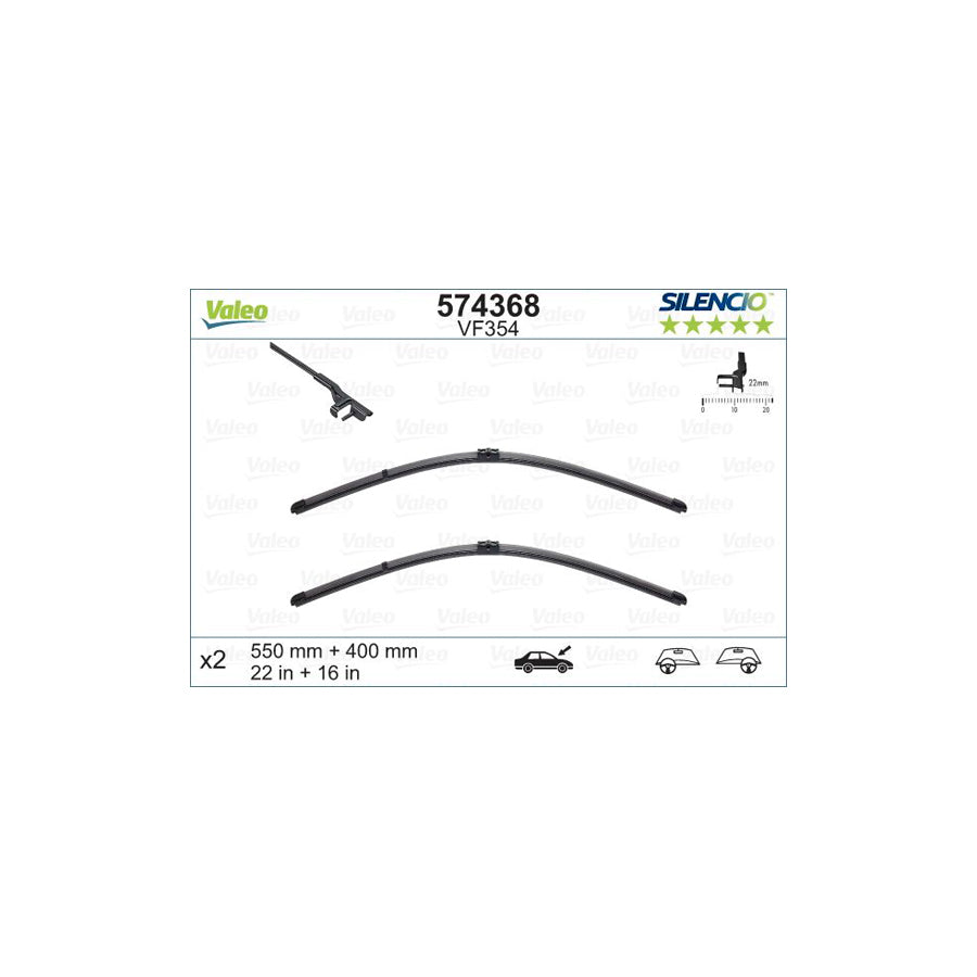 Valeo Silencio Flat Blade Set, Silencio X.Trm 574368 Wiper Blade | ML Performance UK Car Parts