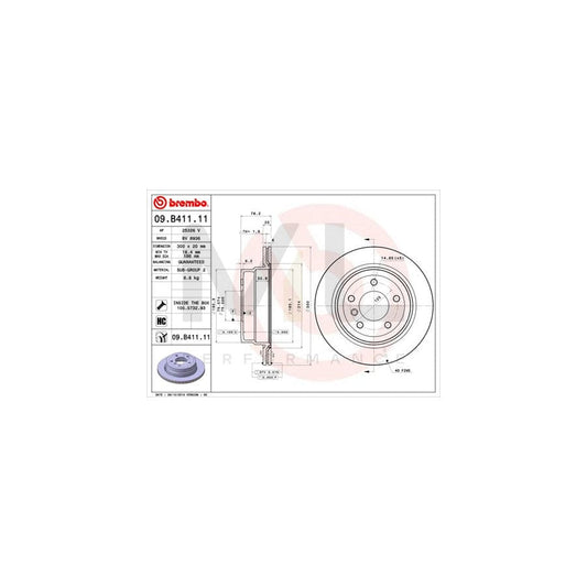 BREMBO COATED DISC LINE 09.B411.11 Brake Disc for BMW 1 Series Internally Vented, Coated, High-carbon, with bolts/screws | ML Performance Car Parts