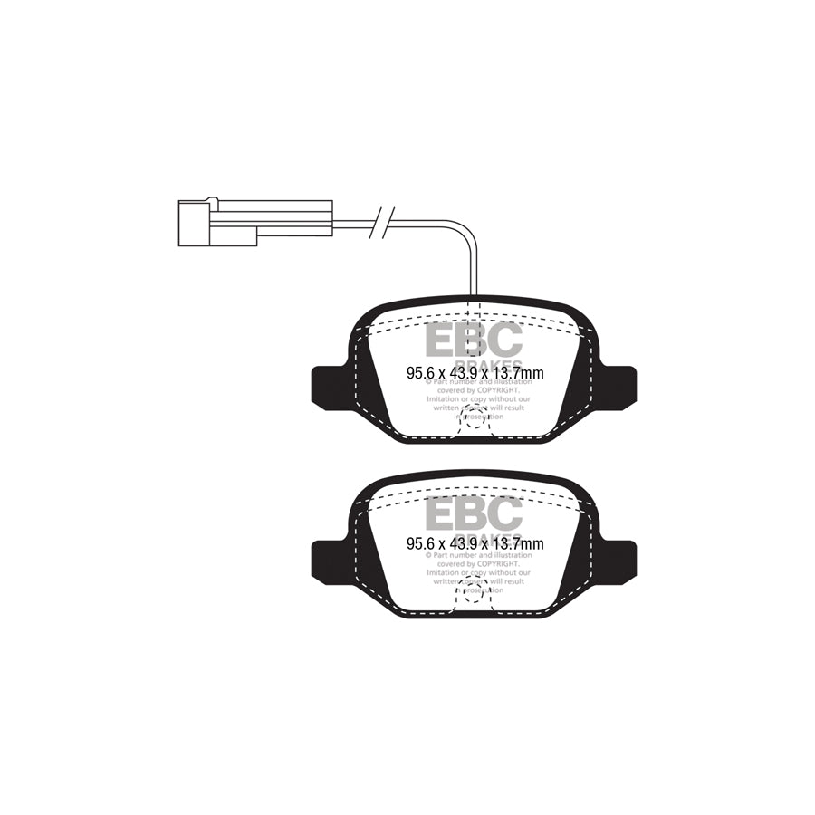 EBC DP41338/2R Abarth Yellowstuff Rear Brake Pads - TRW Caliper (Inc. 500, 595, F595, 695 Biposto) 2 | ML Performance UK Car Parts